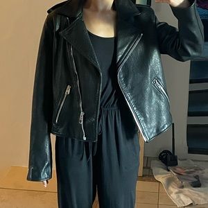 Barely worn AllSaints black pebbled motorcycle jacket size 10
